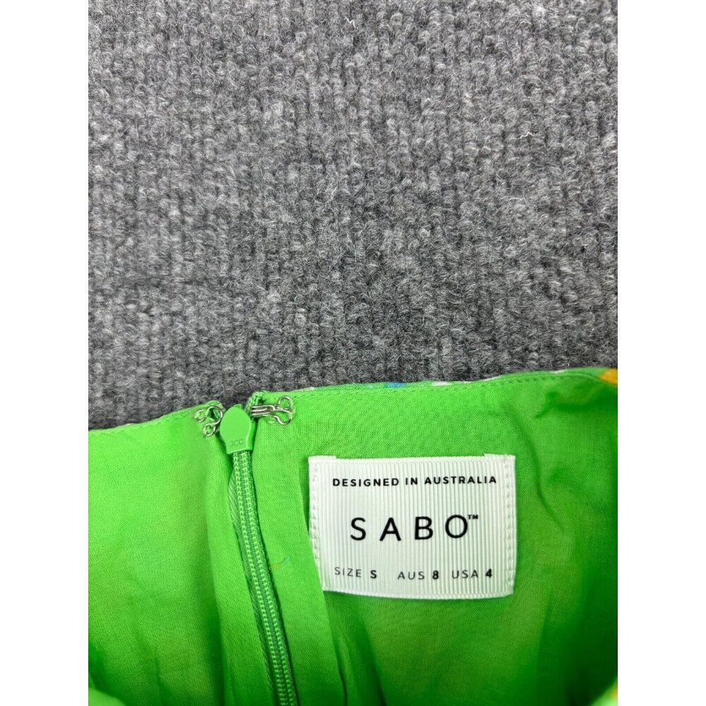 Sabo Australia Blouse Women's Small Green Puff Sleeve Cropped 100% Cotton - Picture 2 of 8